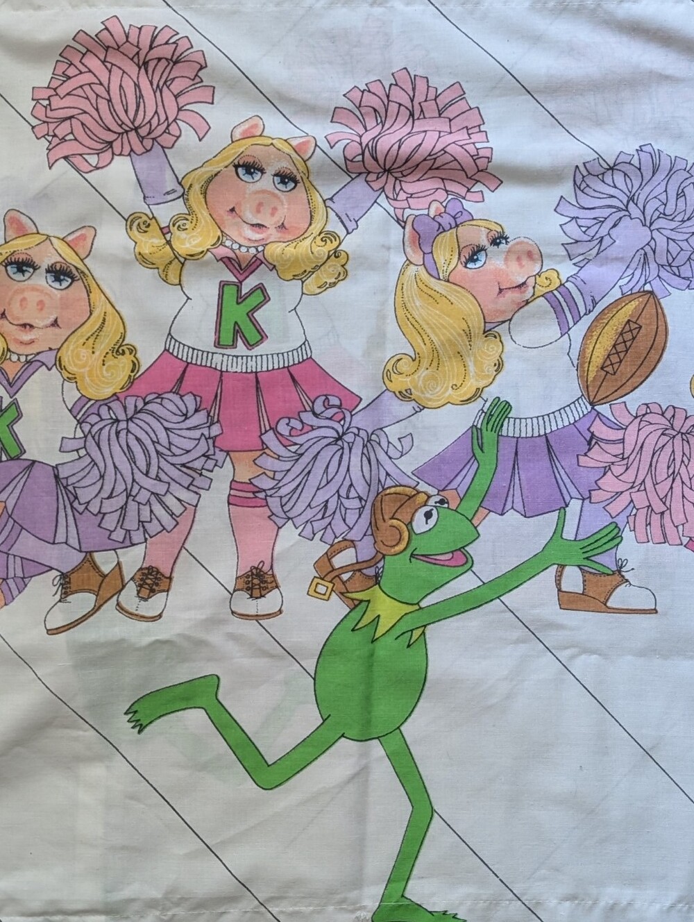 Single Vintage Muppets Pillowcase or Sham Standard Miss Piggy Cheerleader